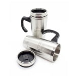 Brinde Caneca Inox 450ml com Tampa Abre e Fecha