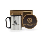 Brinde Kit Café Personalizado com Caneca Inox e Porta Copo