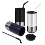 Brinde Copo Inox com Canudo de 500ml