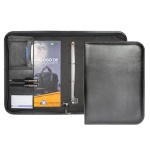 Brinde Pasta Executiva c/ Ferragem 4 Argolas e Zíper em Couro Sintético 38x27x3,5cm
